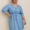TORRID Mini Chambray Zip Front Shirt Dress