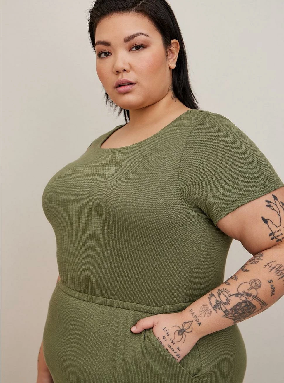 TORRID At The Knee Slub Rib Slit T-Shirt Dress - Image 4