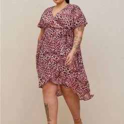 TORRID Midi Chiffon Flutter Sleeve Wrap Dress