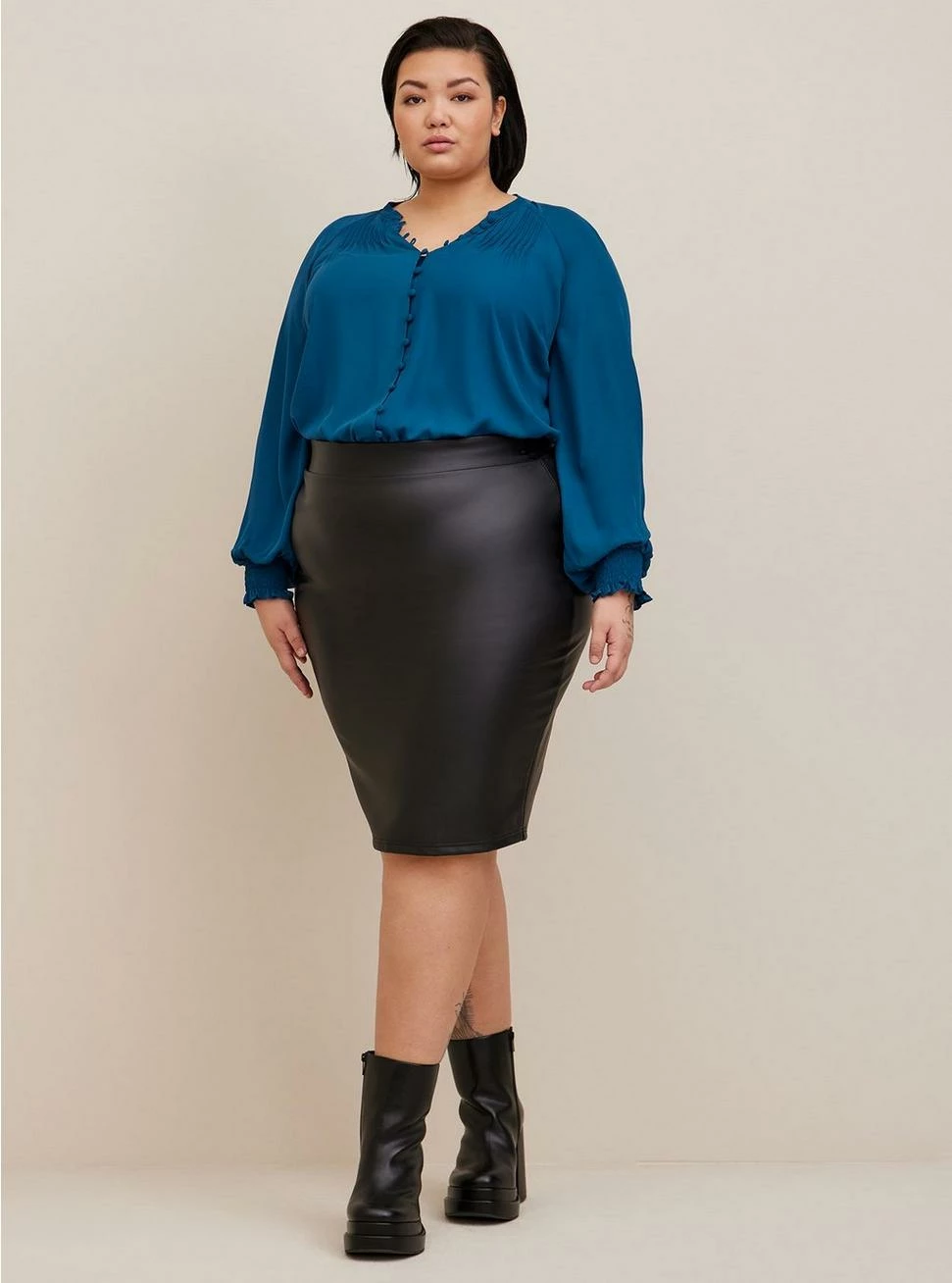 TORRID Georgette Smocked Blouson Sleeve Blouse - Image 2