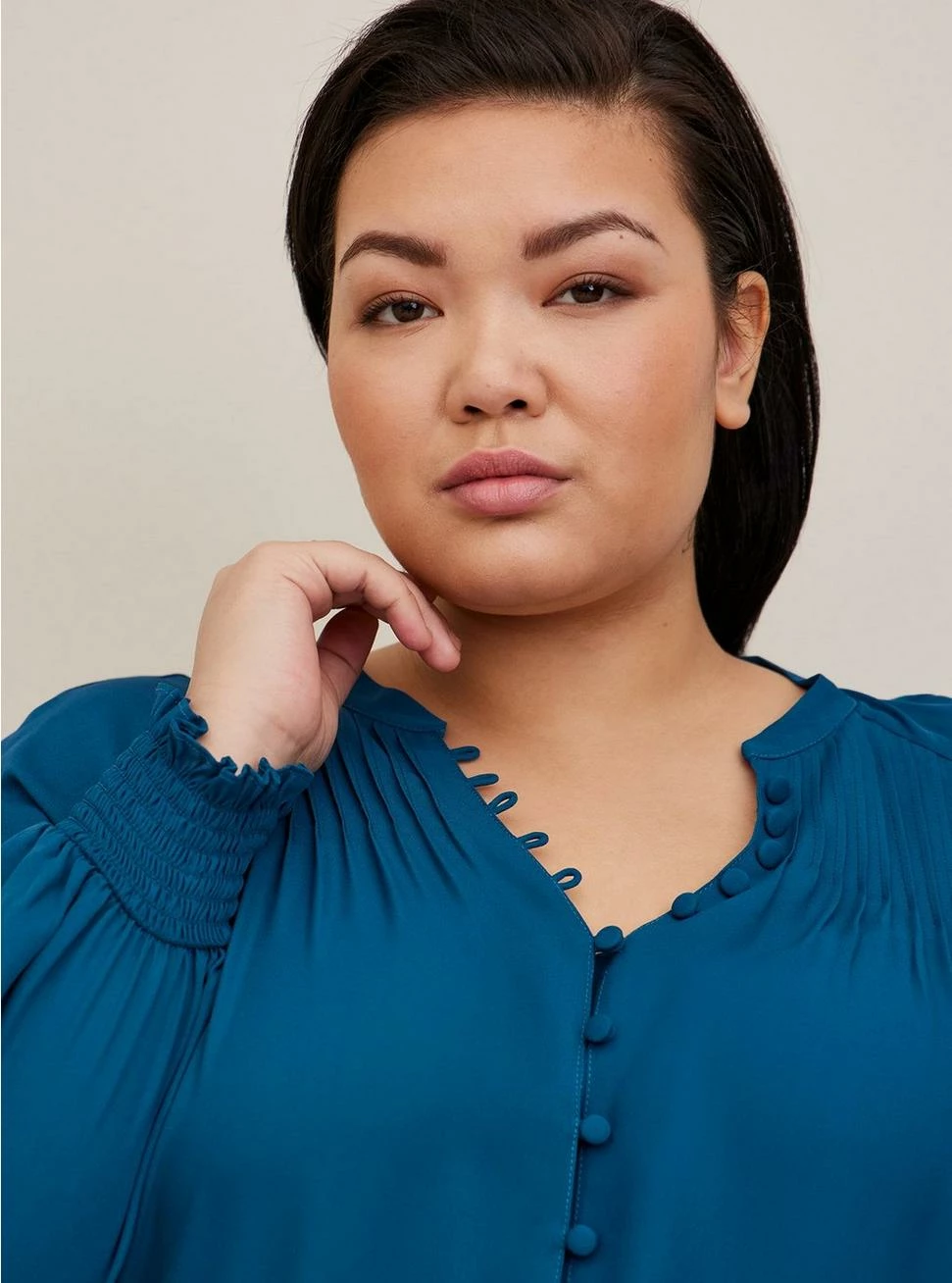 TORRID Georgette Smocked Blouson Sleeve Blouse - Image 4