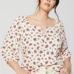 TORRID Gauze Keyhole Peasant Puff Sleeve Top