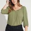 TORRID Gauze Keyhole Peasant Puff Sleeve Top