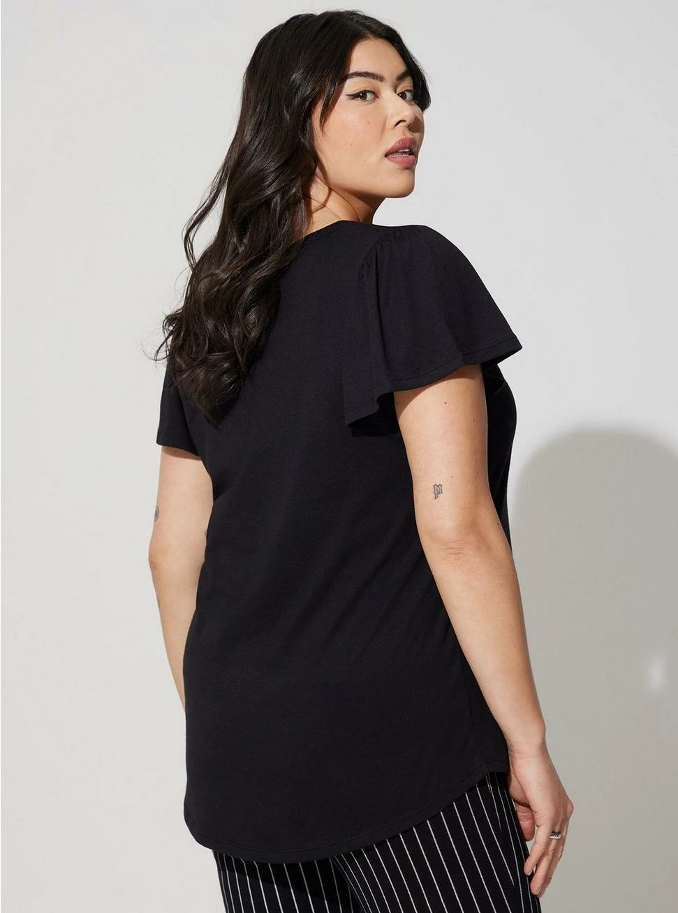 TORRID Girlfriend Signature Jersey V-Neck Flutter Sleeve Tee - Image 3