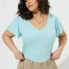 TORRID Girlfriend Signature Jersey V-Neck Flutter Sleeve Tee