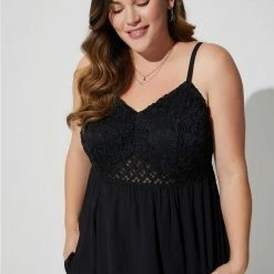 TORRID Babydoll Georgette Lace Trim Cami