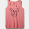 Null Butterfly Cotton Scoop Neck Tank