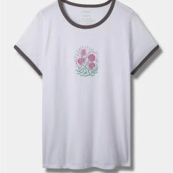 Null Floral Classic Fit Crew Neck Ringer Tee