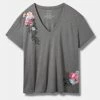 Null Wild Flowers Signature Jersey V-Neck Easy Tee