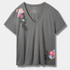 Null Wild Flowers Signature Jersey V-Neck Easy Tee