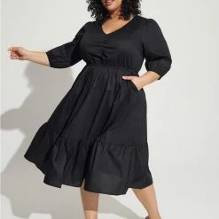 TORRID Midi Poplin Tiered Dress