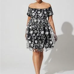 TORRID Mini Lace Smocked Off Shoulder Dress