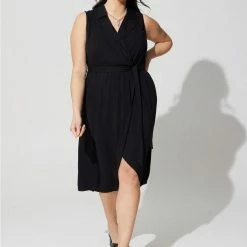 TORRID Midi Rayon Slub Sleeveless Shirt Dress