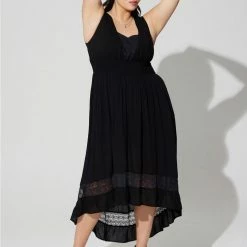 TORRID Maxi Gauze Lace Inset Hi Low Dress