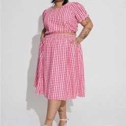 TORRID Midi Seer Sucker Smocked Skirt Set