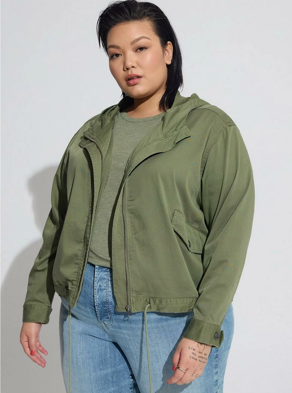 TORRID Rayon Twill Cropped Utility Jacket - Image 2