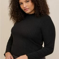 TORRID Knit Rib Lettuce Edge Turteneck