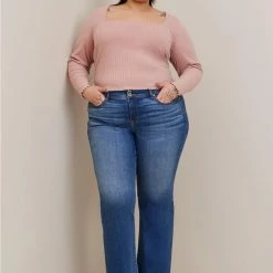 TORRID Knit Rib Square Neck Long Sleeve Tee