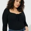 TORRID Everyday Rib Sweetheart Tie Front Keyhole Top