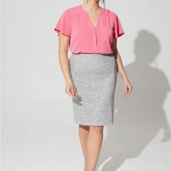 TORRID Harper Studio Crepe De Chine Flutter Short Sleeve Blouse