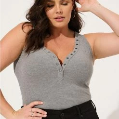 TORRID Everyday Rib Curved Henley Bodysuit