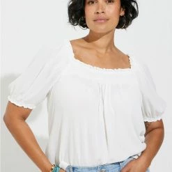 TORRID Gauze Smocked Yoke Top