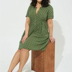 TORRID Mini Rayon Slub Button Front Fit N Flare Dress