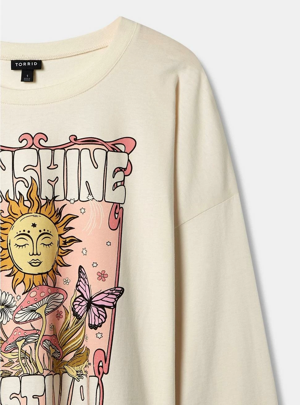 Null Sunshine Relaxed Fit Cotton Jersey Crew Neck Long Sleeve Crop Tee - Image 2