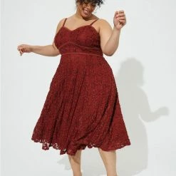 TORRID Tea Length Lace Sweetheart Dress