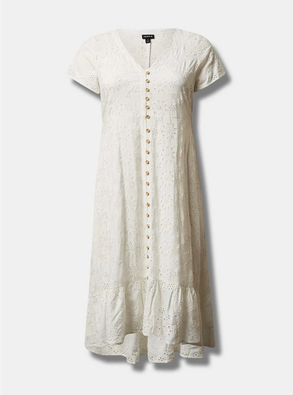 TORRID Midi Eyelet Hi Low Button Front Shirt Dress - Image 4