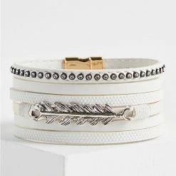 Null Studded And Leaf Magnetic Bracelet