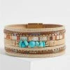 Null Stone And Faux Turquoise Magnetic Bracelet